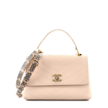 Chanel Chevron Chic Top Handle Bag Chevron Calfskin Medium