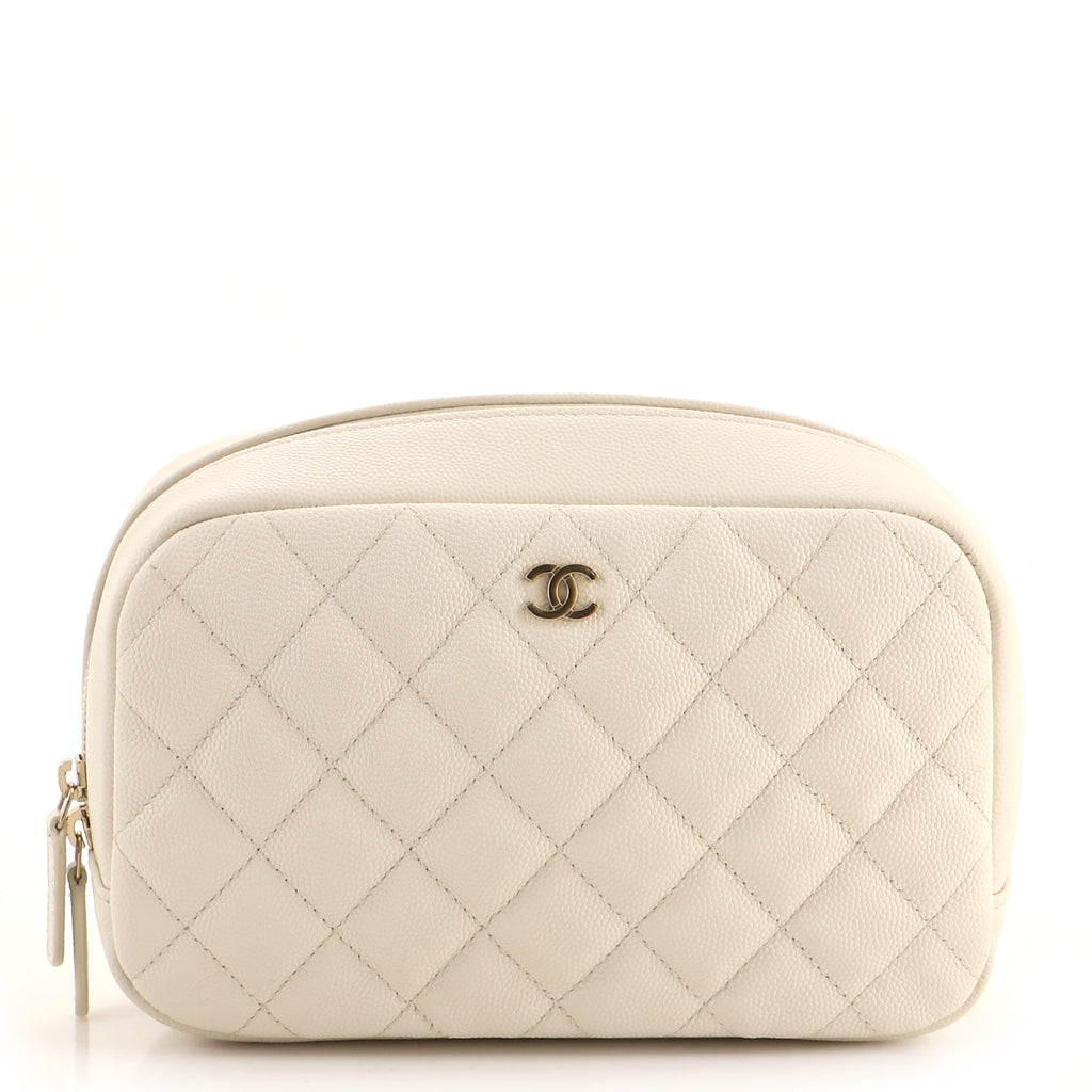 Chanel Curvy Cosmetic Pouch Quilted Caviar Medium Neutral 1310601