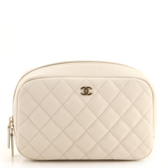 Chanel Curvy Cosmetic Pouch Quilted Caviar Medium