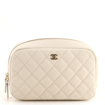 Chanel Curvy Cosmetic Pouch Quilted Caviar Medium