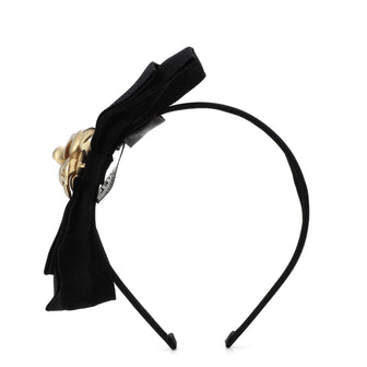 Chanel Camellia Bow Headband Silk and Leather