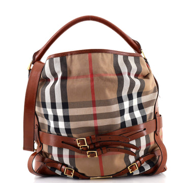 Burberry Bridle Gosford Hobo House Check Canvas Medium