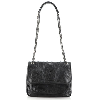 Saint Laurent Niki Chain Flap Bag Matelasse Chevron Leather Baby