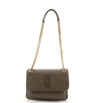 Saint Laurent Niki Chain Flap Bag Matelasse Chevron Leather Baby