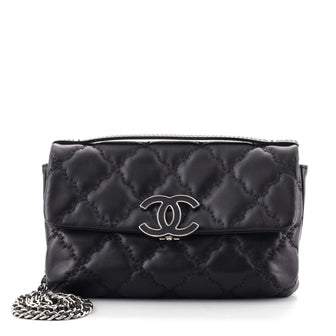 Chanel Double Stitch Hamptons Flap Bag Quilted Calfskin Mini