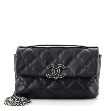 Chanel Double Stitch Hamptons Flap Bag Quilted Calfskin Mini
