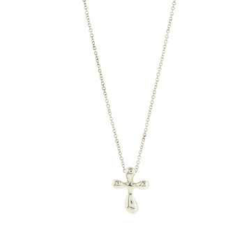 Tiffany & Co. Elsa Peretti Cross Pendant Necklace Sterling Silver 14mm