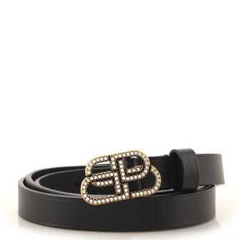 Balenciaga BB Belt Leather with Crystal Buckle Thin