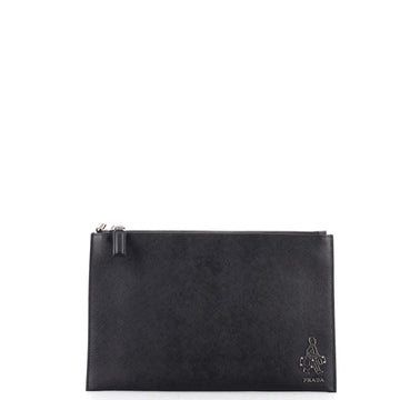 Prada Porter Zip Pouch	Saffiano Leather
