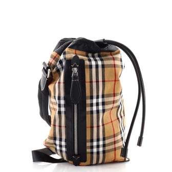 Burberry Sailing Duffle Sling Bag Vintage Check Canvas Small