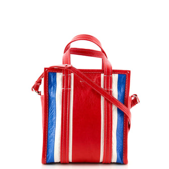 Balenciaga Bazar Convertible Tote Striped Leather XS