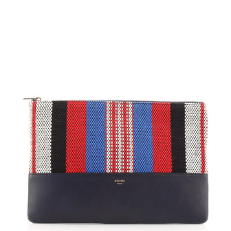Celine Solo Clutch Striped Canvas and Leather Small