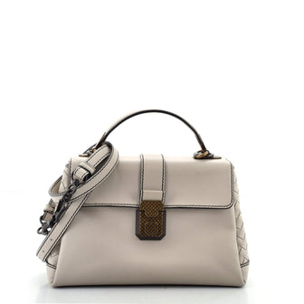 Bottega Veneta Piazza Top Handle Bag Leather with Intrecciato Detail Small