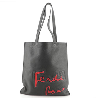 Fendi Logo Shopper Tote Printed Leather