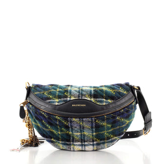 Balenciaga Souvenir Belt Bag Quilted Wool with Leather XS