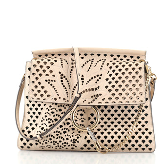 Chloe Faye Shoulder Bag Laser Cut Leather Medium
