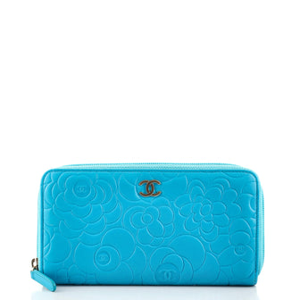 Chanel Zip Around Wallet Camellia Lambskin