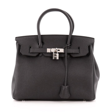 Hermes Birkin Handbag Black Togo with Palladium Hardware 30