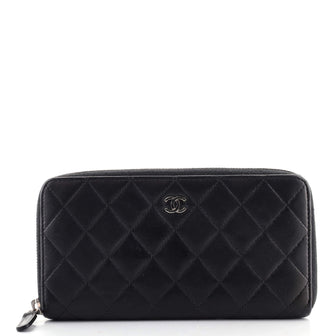 Chanel Zip Around Wallet Quilted Lambskin Long