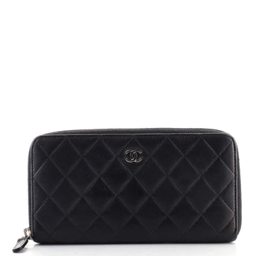 Chanel Zip Around Wallet Quilted Lambskin Long