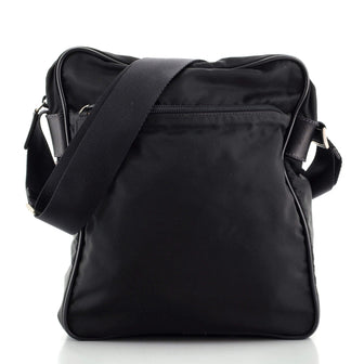 Prada Zip Messenger Bag Tessuto with Leather Medium