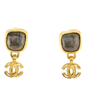Chanel Vintage CC Drop Clip-On Earrings Metal and Stones