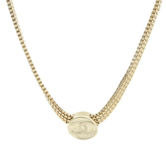 Chanel CC Medallion Chain Link Choker Necklace Metal