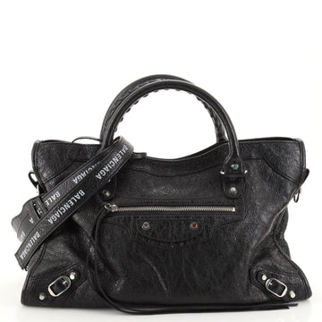 Balenciaga Logo Strap City Classic Studs Bag Leather Medium
