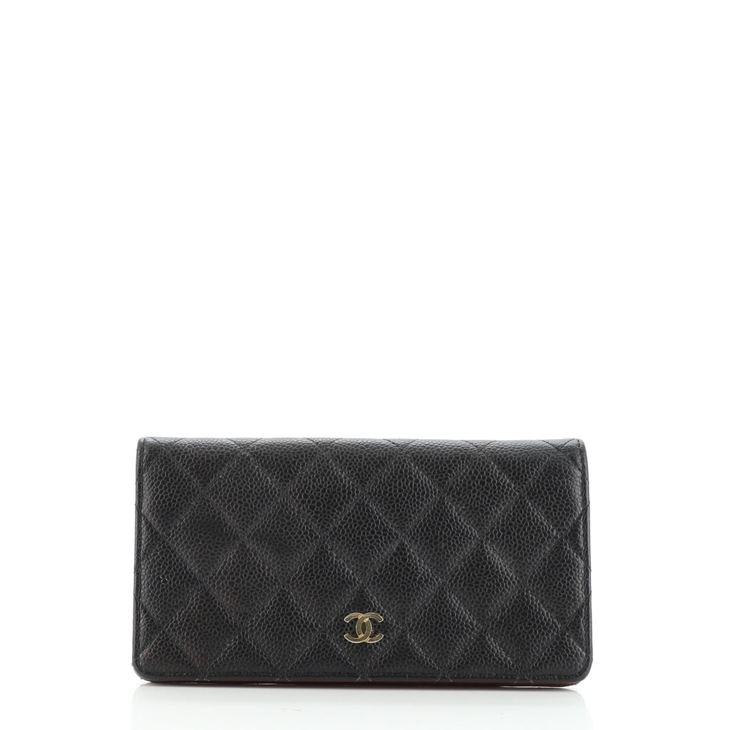 Chanel L-Yen Wallet Quilted Caviar Black 1314902