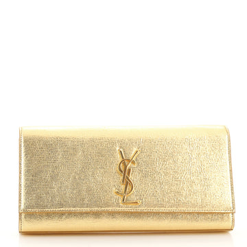 Saint Laurent Classic Monogram Clutch Metallic Calfskin Long