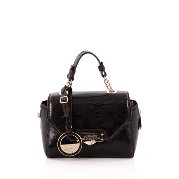 Versace Flap Satchel Lizard Embossed Leather Mini