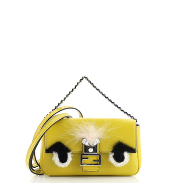 Fendi Monster Baguette Leather and Fur Micro
