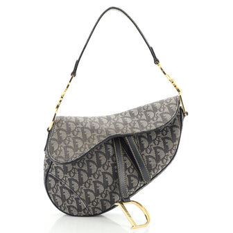 Christian Dior Vintage Saddle Bag Diorissimo Canvas Medium