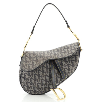 Christian Dior Vintage Saddle Bag Diorissimo Canvas Medium