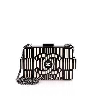 Chanel Black/White CC Embroidered Clutch with Chain Bag - Yoogi's