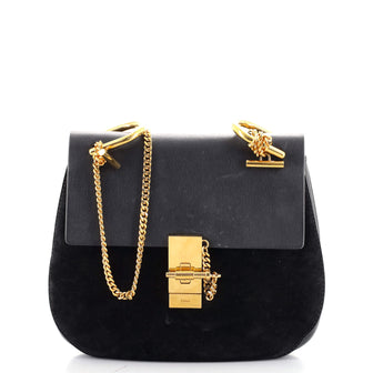 Chloe Drew Crossbody Bag Leather and Suede Small