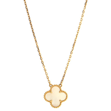Van Cleef & Arpels Vintage Alhambra Pendant Necklace 18K Yellow Gold and Mother of Pearl