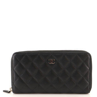 Chanel Zip Around Wallet Quilted Caviar Long
