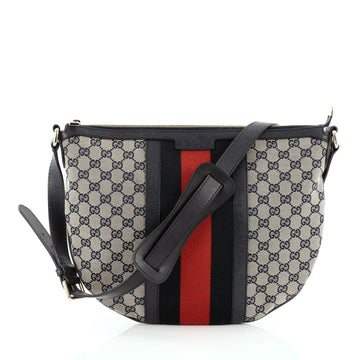 Gucci Vintage Web Saddle Messenger Bag GG Canvas Medium