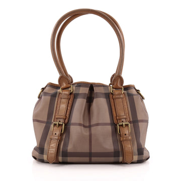 Burberry Northfield Convertible Tote Smoked Check Coated Canvas Small