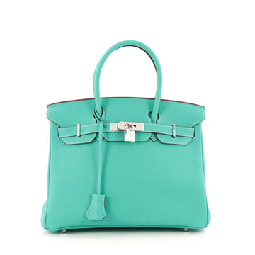 Hermes Birkin Handbag Blue Togo with Palladium Hardware 30