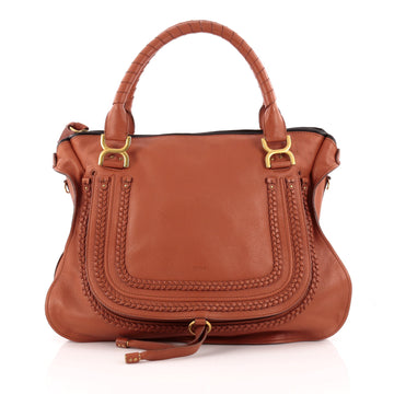 Chloe Marcie Braided Satchel Leather Large