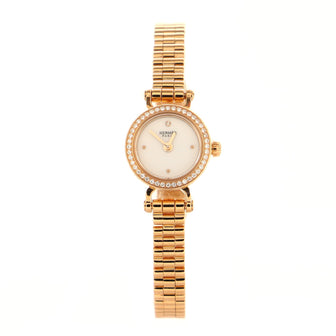 Hermes Faubourg Quartz Watch Rose Gold with Diamond Bezel 16