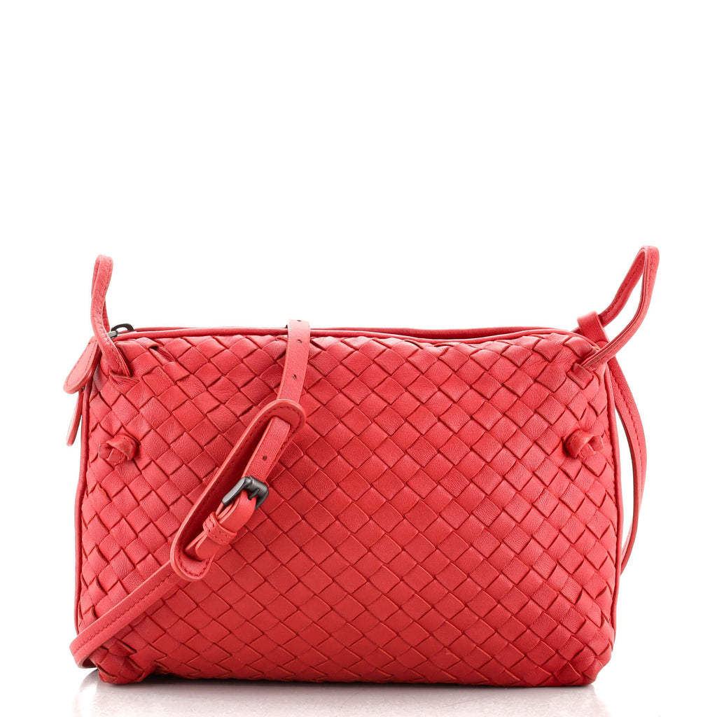 Intrecciato Nodini Leather Crossbody Bag Red