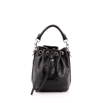 Saint Laurent Emmanuelle Bucket Bag Crocodile Embossed Leather Small