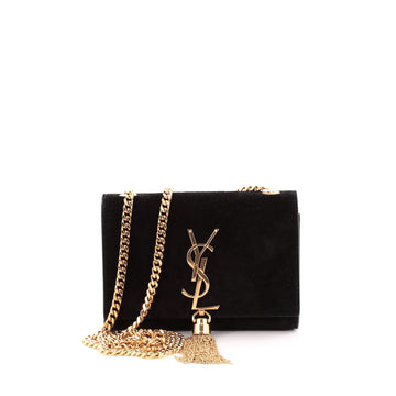 Saint Laurent Classic Monogram Tassel Crossbody Bag Suede Small