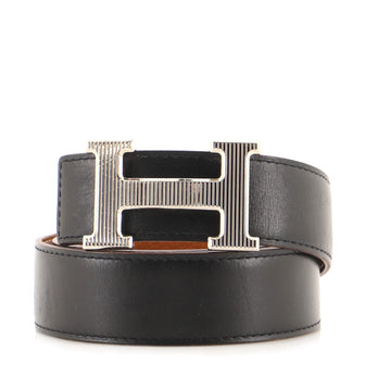Hermes H Strie Buckle Reversible Belt Leather Medium