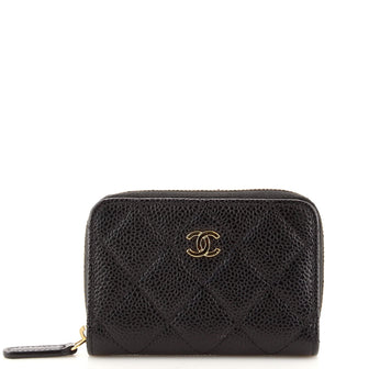 Chanel CC Zip Coin Purse Quilted Caviar Small