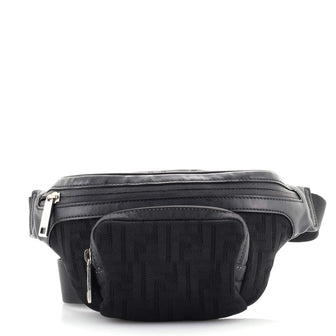 Fendi Front Pocket Waist Bag Zucca Jacquard Mesh with Leather