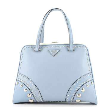 Prada Pyramid Top Handle Bag Studded Saffiano Leather Medium